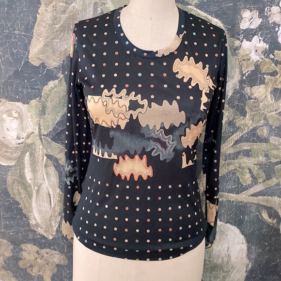 Vintage Limerix mesh long sleeve top abstract 12 small - Picture 2 of 7